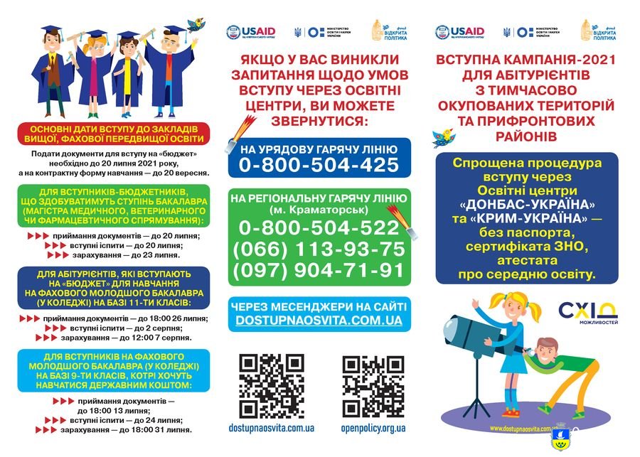 Вступна кампанія-2021 для абітурієнтів з тимчасово окупованих територій