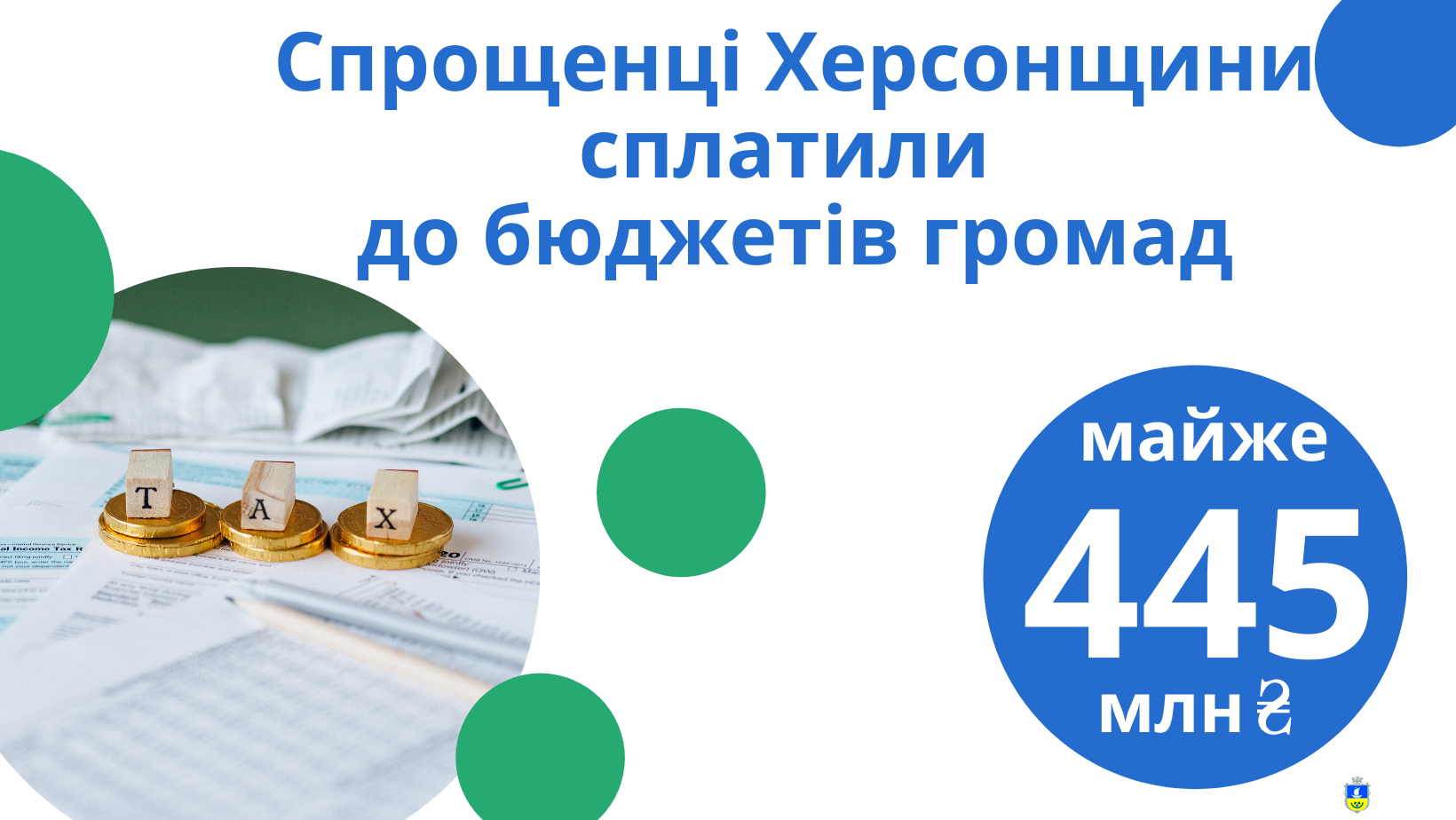 Спрощенці Херсонщини сплатили до бюджетів громад  майже 445 мільйонів гривень   