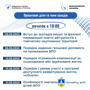 Онлайн заходів для осіб, які постраждали внаслідок збройної агресії проти України